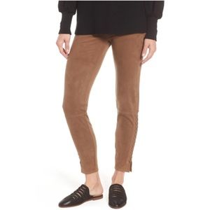 Lysse Tan Faux Suede Lace Up Side Leggings Size Small